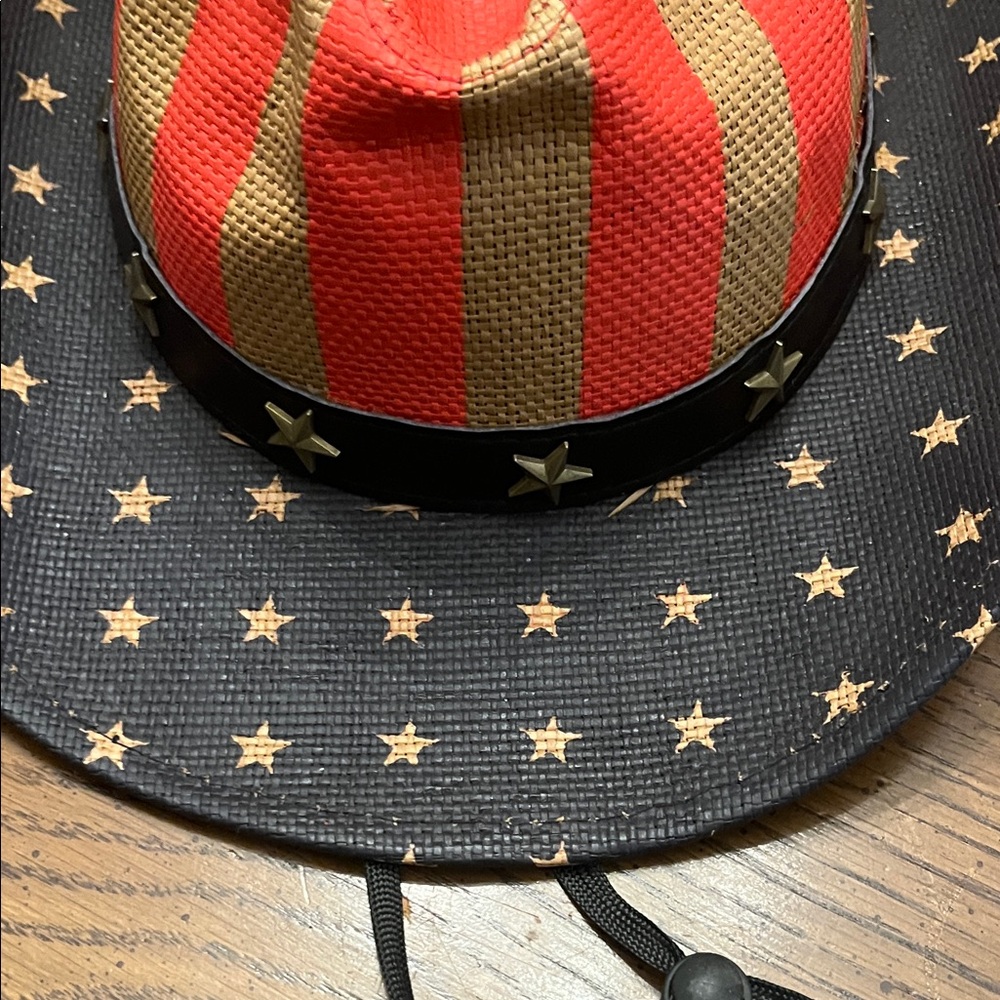 Red and Tan Star Pattern Cowboy Hat - Picture 7 of 12